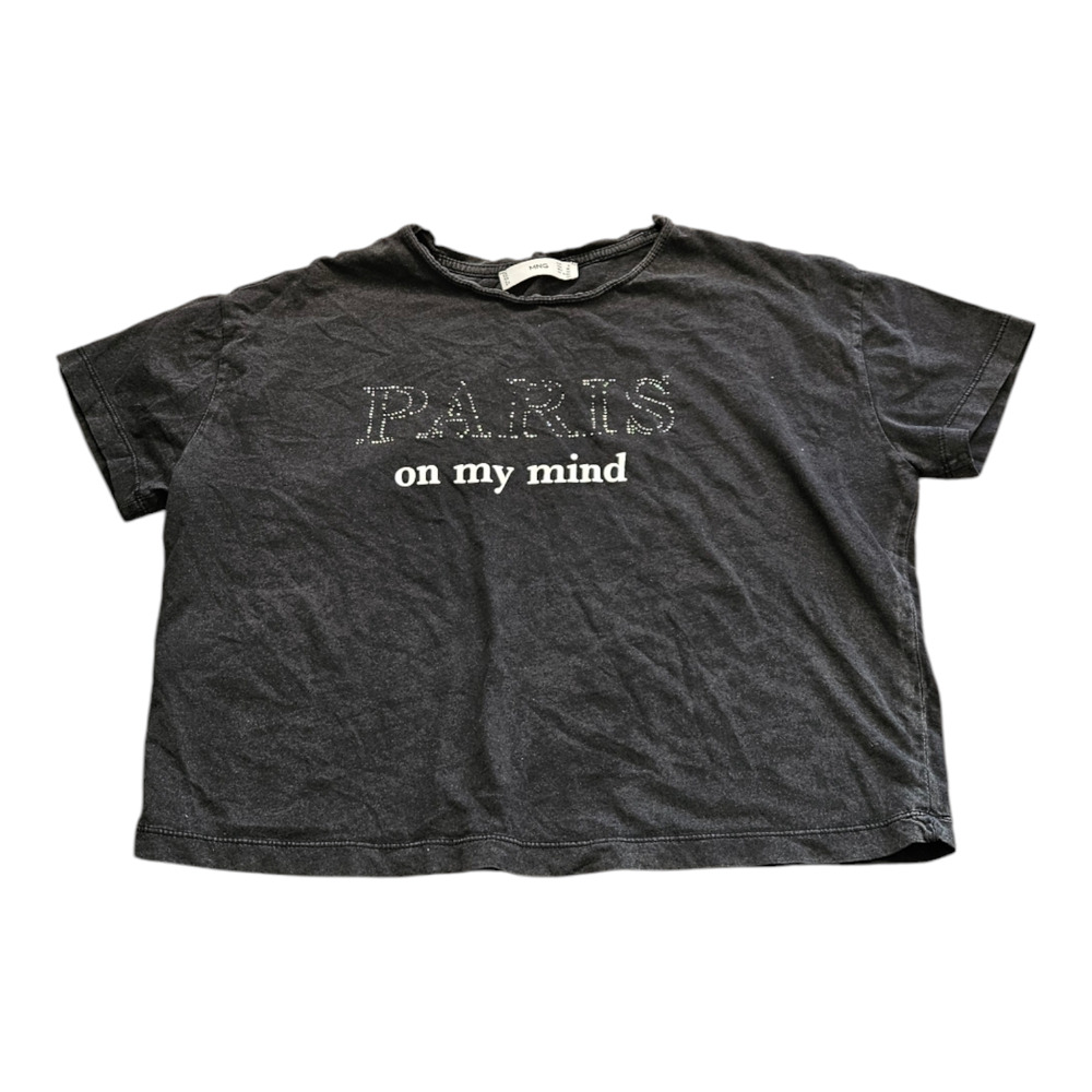 MNG XS Black Short Sleeve Cropped T-Shirt